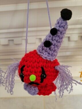 Halloween Clown Hangar Dangler Vintage Look Decoration Ornament Red Purple